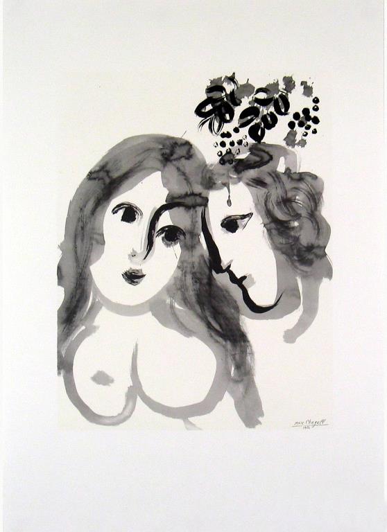 Les Amoureux Tusche auf Papier Zeitgenosse Marc Chagall Ölgemälde